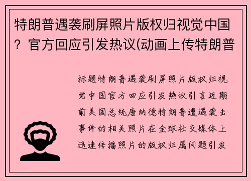 特朗普遇袭刷屏照片版权归视觉中国？官方回应引发热议(动画上传特朗普个人网站)